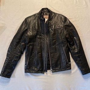 Vintage Sears Men’s Black Leather Jacket Size 34